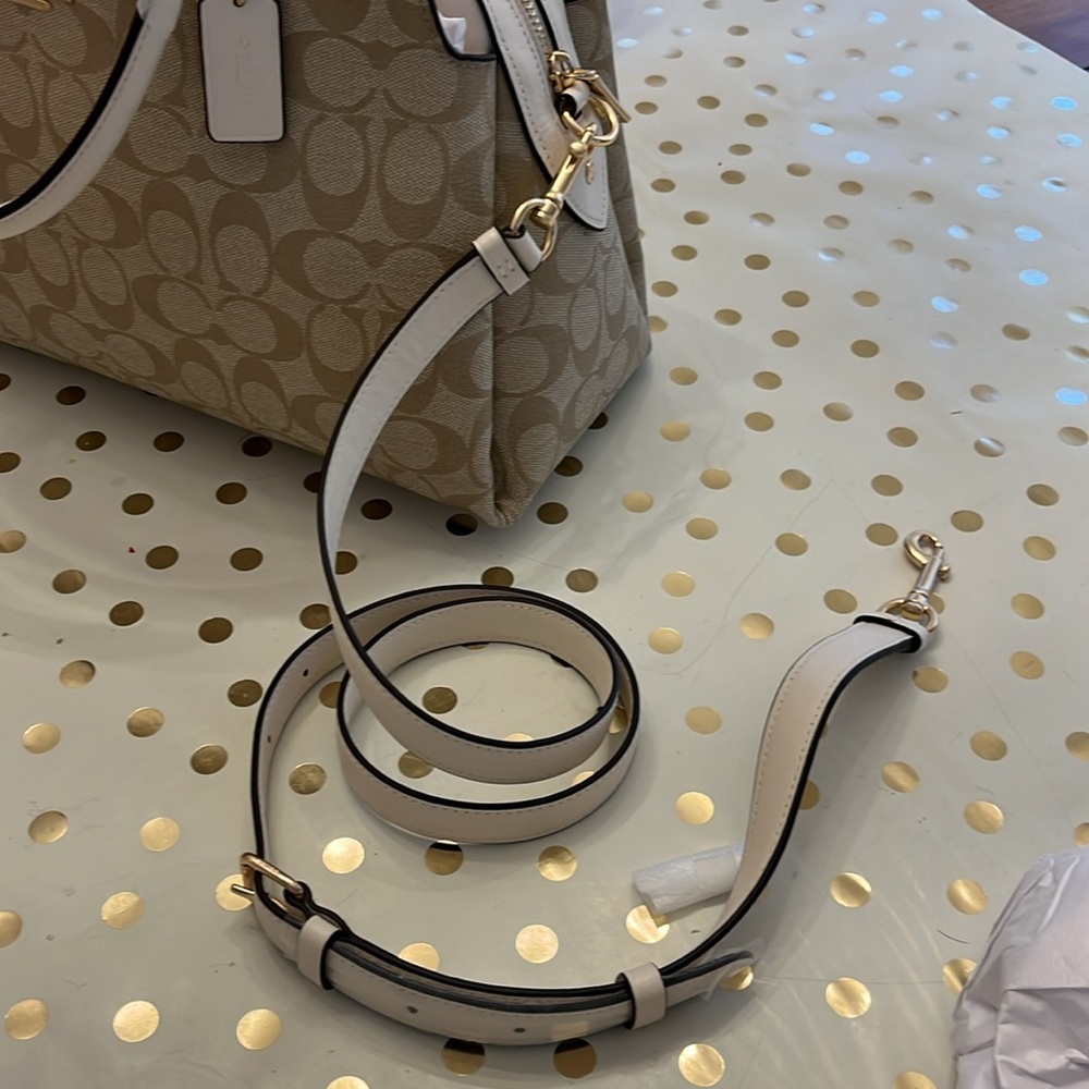 Coach Lillie Carryall leather bag beige on beige sophisticated - Picture 8 of 8